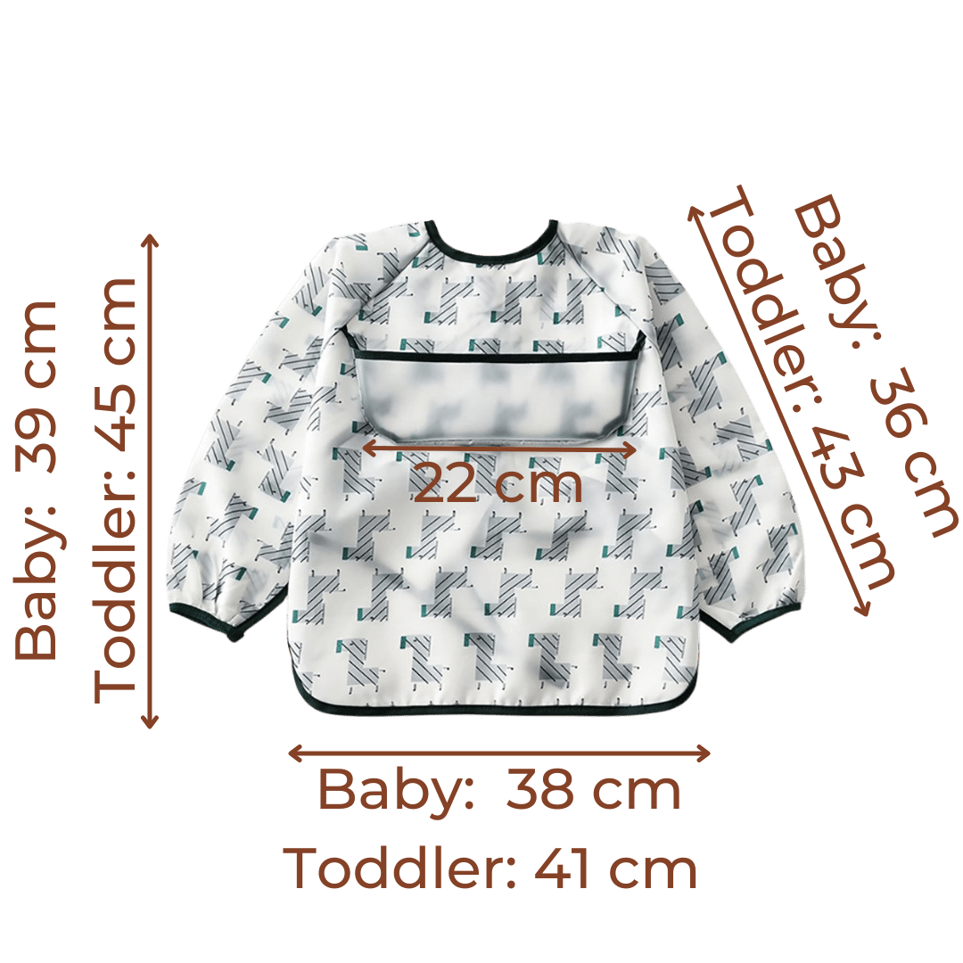 Baby & Toddler Apron Smock Bib With Long Sleeves & Colour Patterns - Smock Bibs