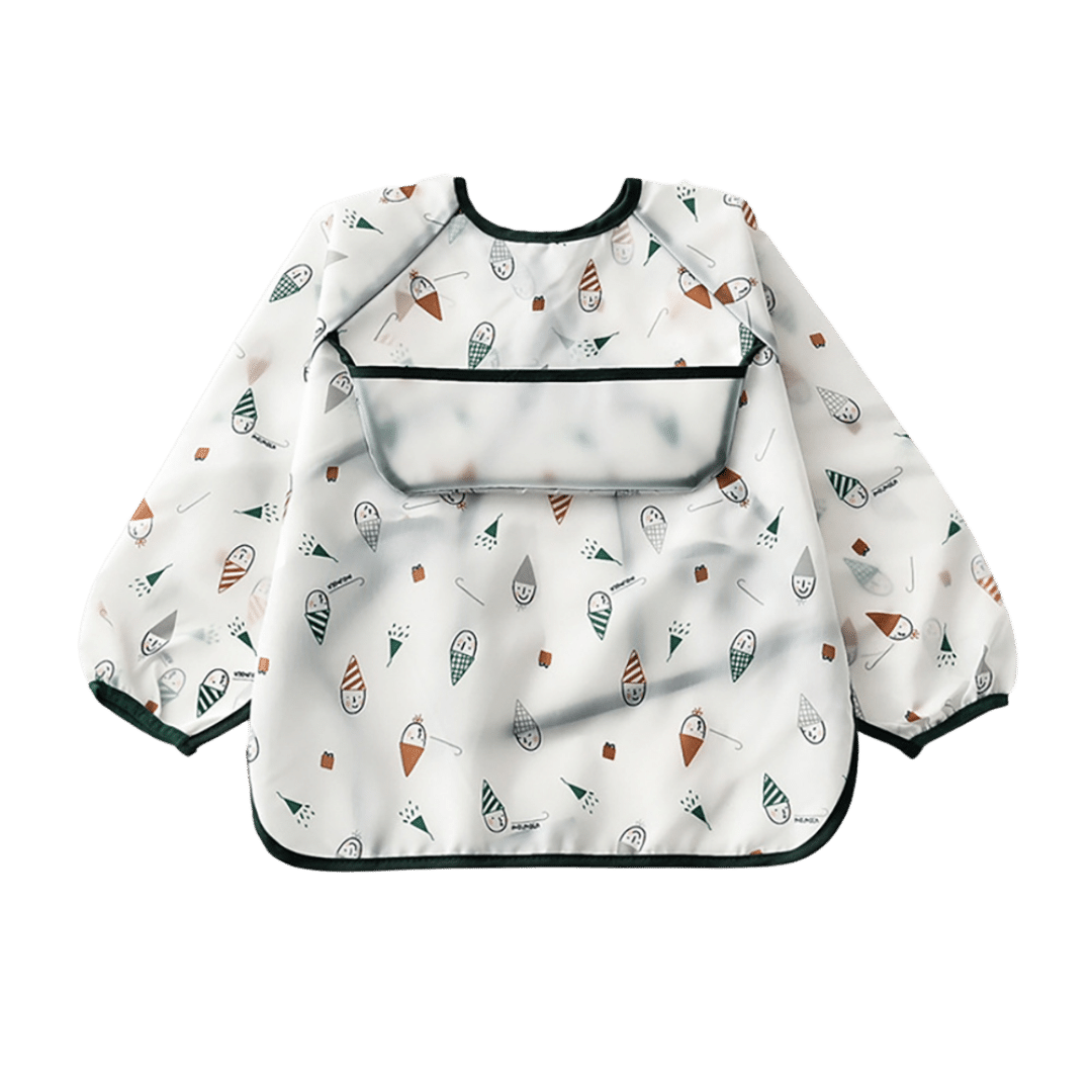 Baby & Toddler Apron Smock Bib With Long Sleeves & Colour Patterns - Party Hats / Baby - Smock Bibs