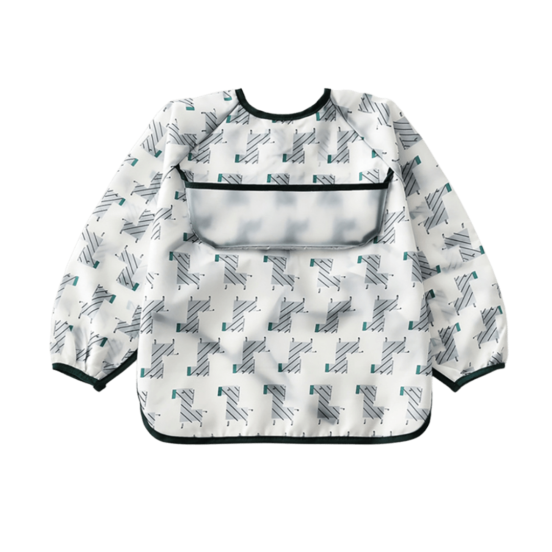 Baby & Toddler Apron Smock Bib With Long Sleeves & Colour Patterns - Striped Zebras / Baby - Smock Bibs