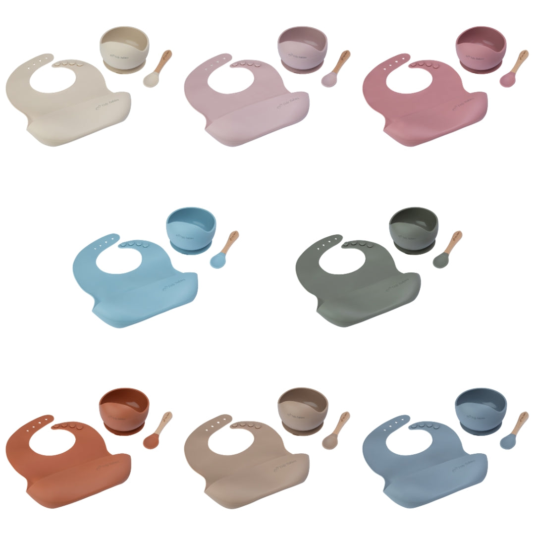 Basic Mealtime Feeding Set 3 Piece Baby Silicone Bundle Silicone Bundles Silicone Baby Sets