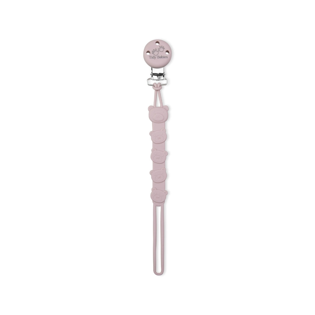 Silicone Baby Dummy Textured Rope Clip with Bear Faces Musk Pink Pacifier Clips & Holders Pink Silicone Pacifier Clip Cat Shaped