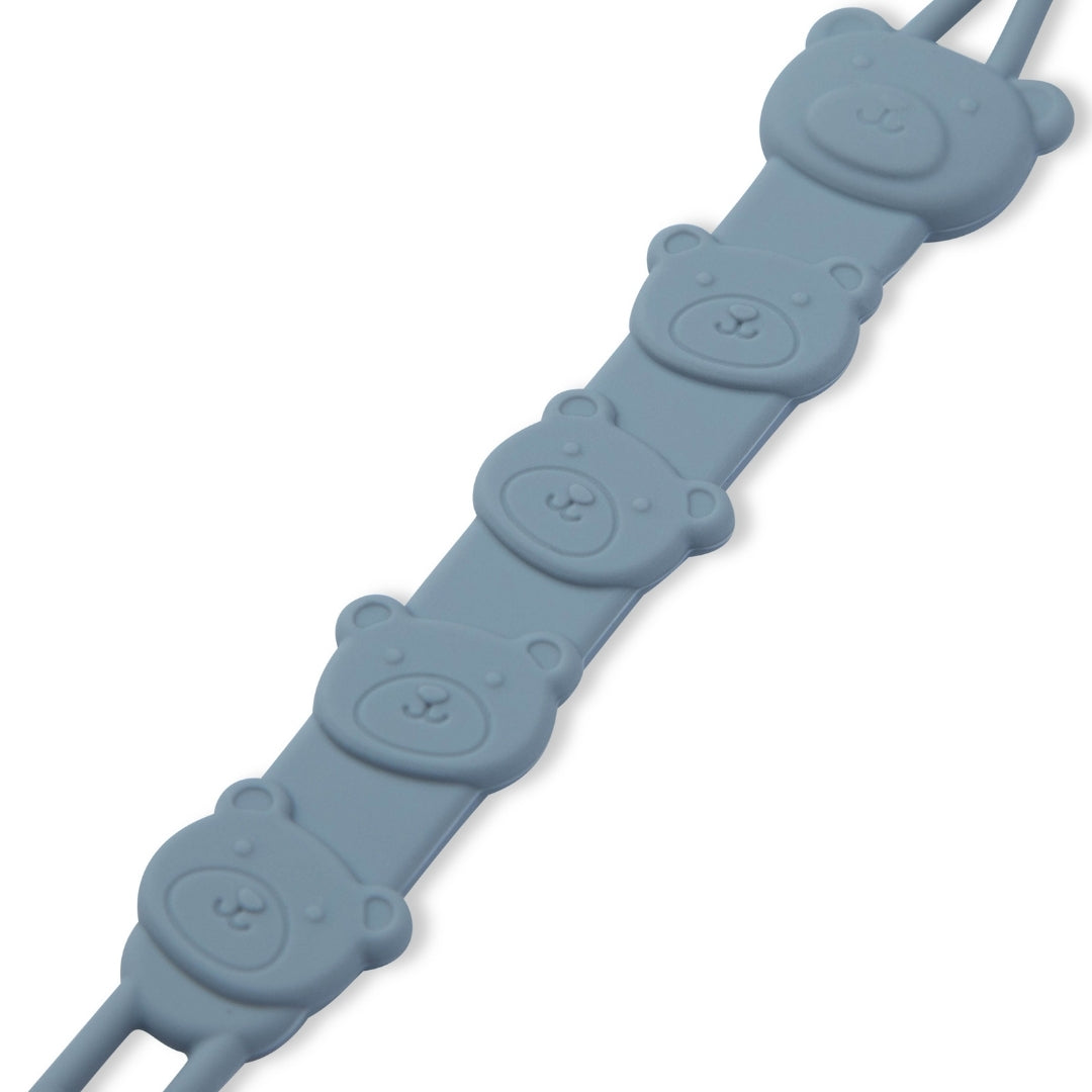 Silicone Baby Dummy Textured Rope Clip with Bear Faces Pacifier Clips & Holders Blue Silicone Pacifier Clip Embossed