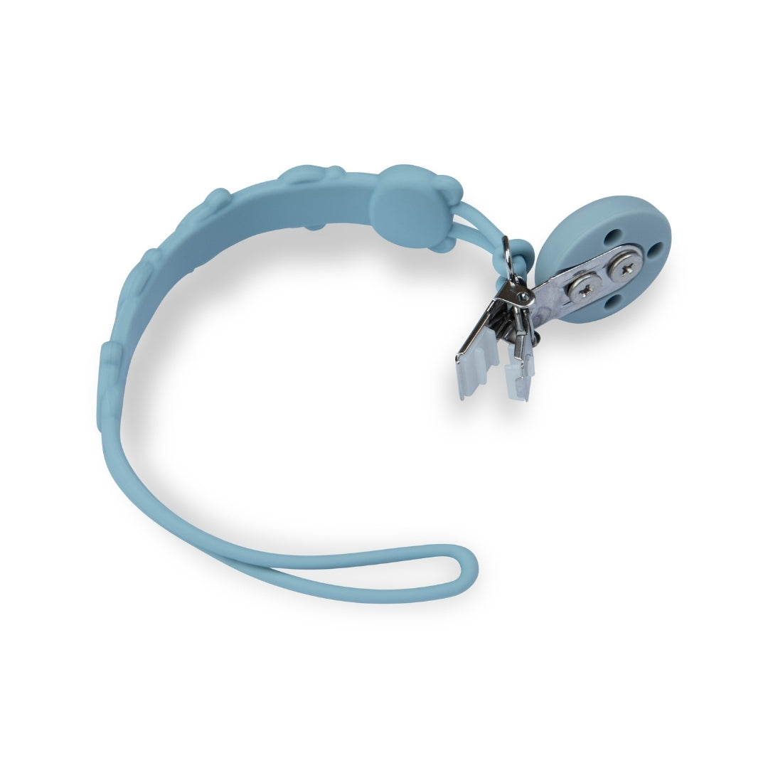Silicone Baby Dummy Textured Rope Clip with Bear Faces Pacifier Clips & Holders Blue Silicone Pacifier Clip Loop