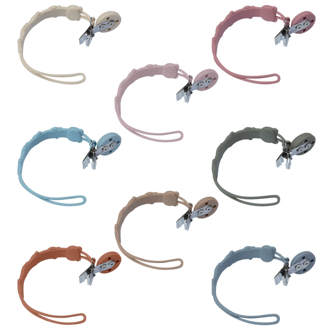 Silicone Baby Dummy Textured Rope Clip with Bear Faces Pacifier Clips & Holders Collection Nine Silicone Pacifier Clips