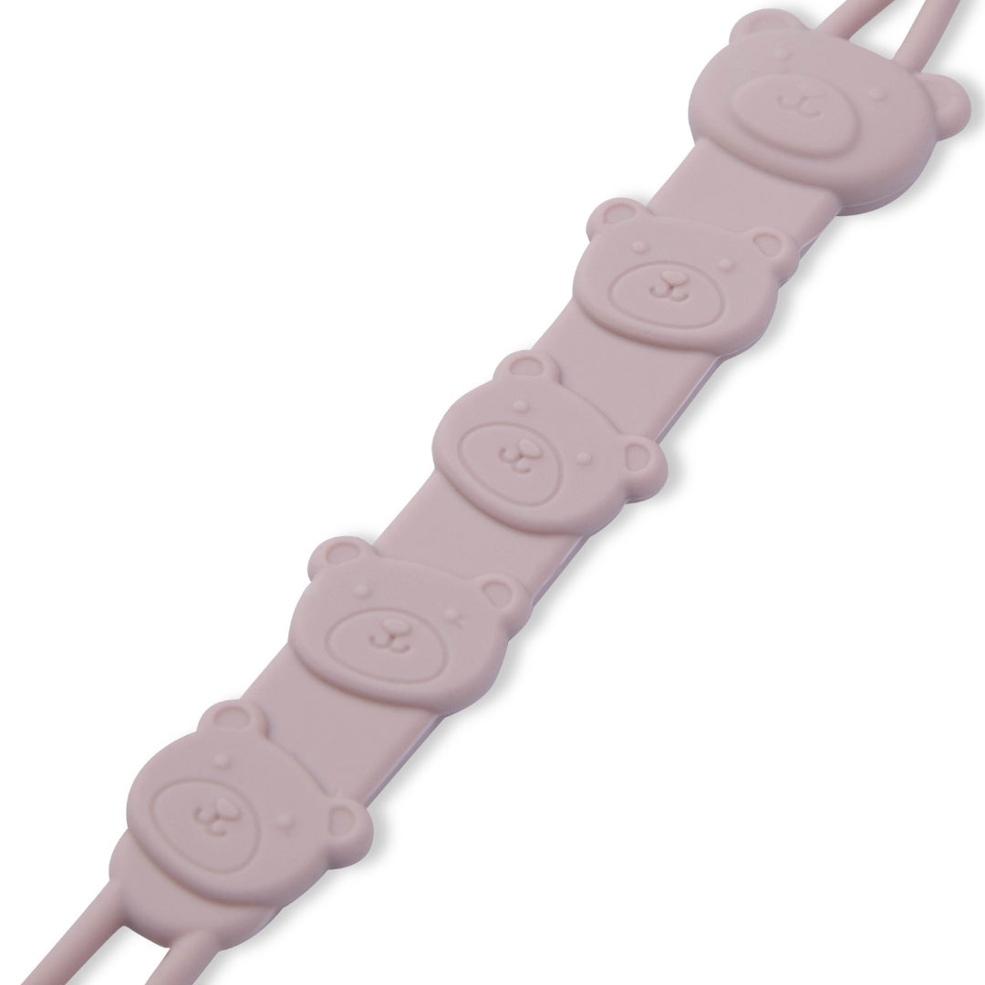 Silicone Baby Dummy Textured Rope Clip with Bear Faces Pacifier Clips & Holders Pink Silicone Pacifier Clip Five