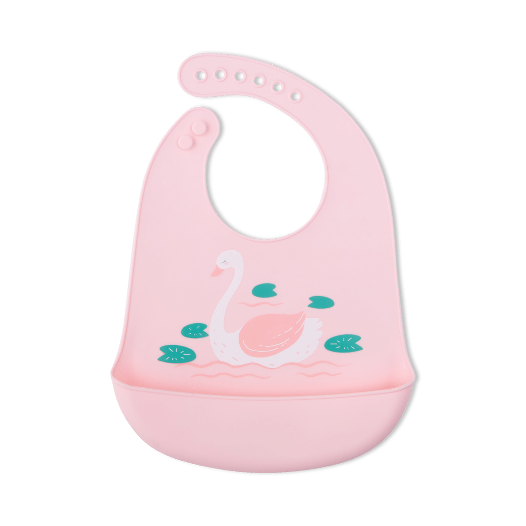 Silicone Baby Mealtime Feeding Bib With Cartoon Print Food Grade Safe - Silicone Bibs