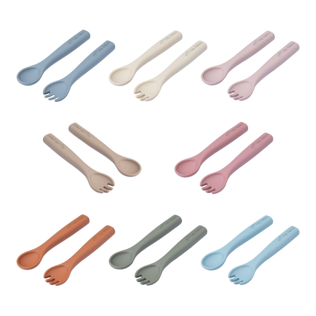 Silicone Baby Spoon & Fork Cutlery Set - Cutlery Silicone Baby Spoon & Fork Set – Soft Bpa-free Utensils for Self-feeding