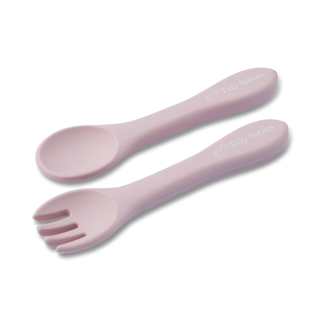 Silicone Baby Spoon & Fork Cutlery Set - Pair Of Perfect Blw Utensils - Musk - Cutlery
