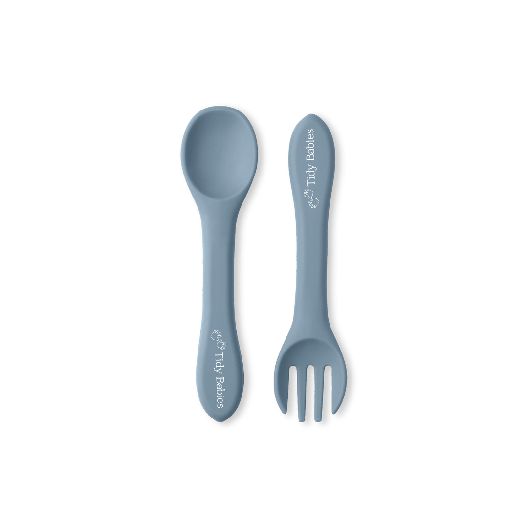 Silicone Baby Spoon & Fork Cutlery Set - Pair Of Perfect Blw Utensils - Cutlery