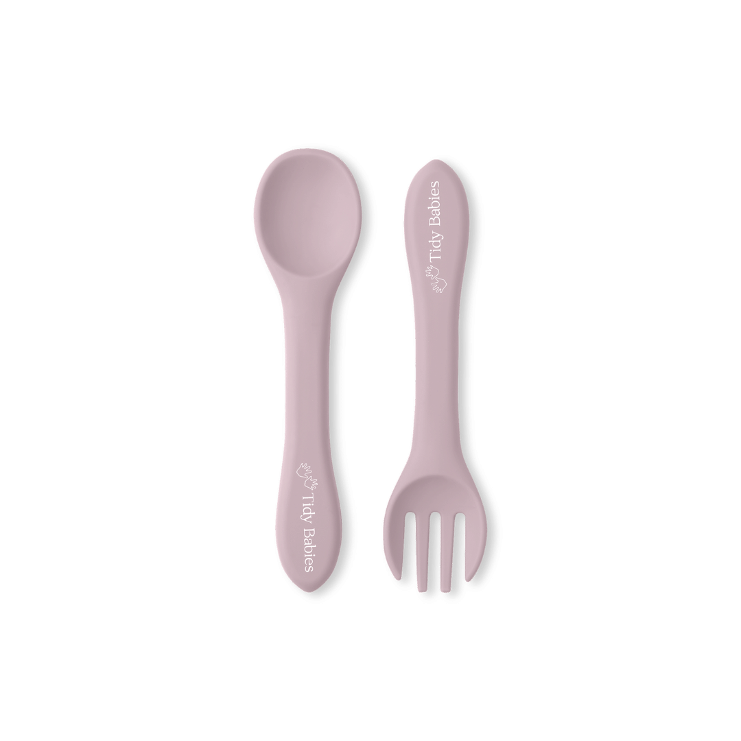 Silicone Baby Spoon & Fork Cutlery Set - Pair Of Perfect Blw Utensils - Cutlery