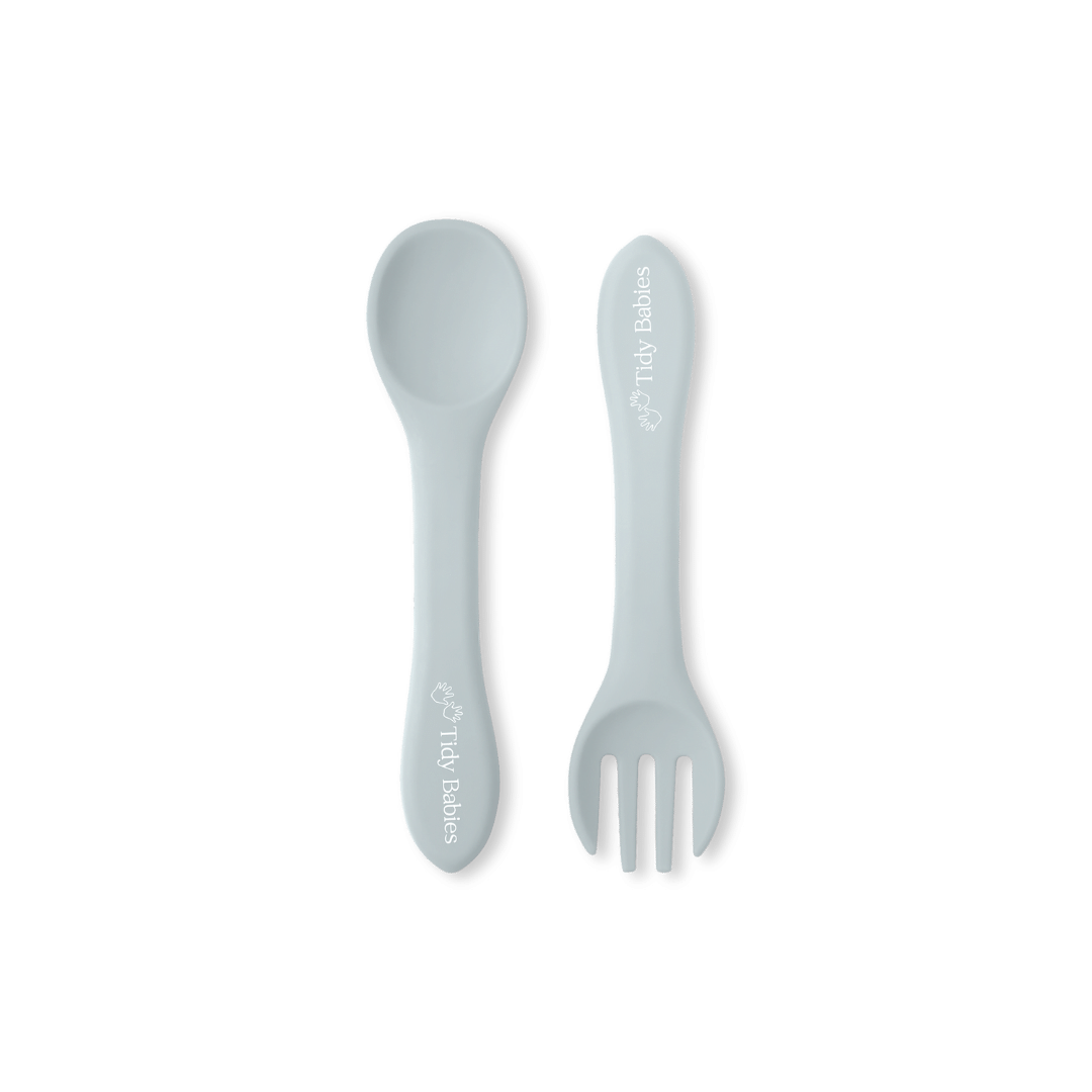 Silicone Baby Spoon & Fork Cutlery Set - Pair Of Perfect Blw Utensils - Cutlery