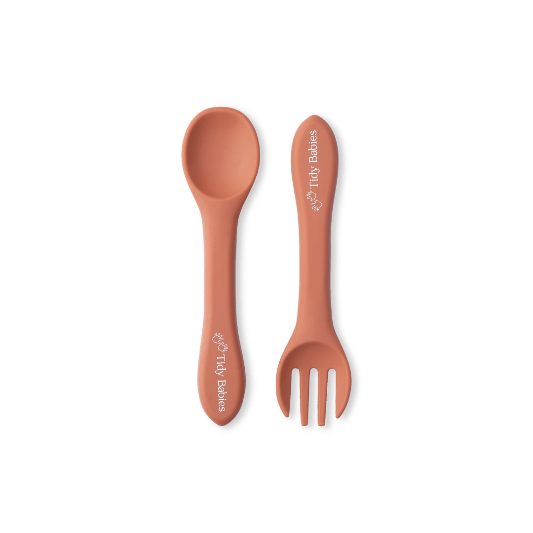 Silicone Baby Spoon & Fork Cutlery Set - Pair Of Perfect Blw Utensils - Cutlery