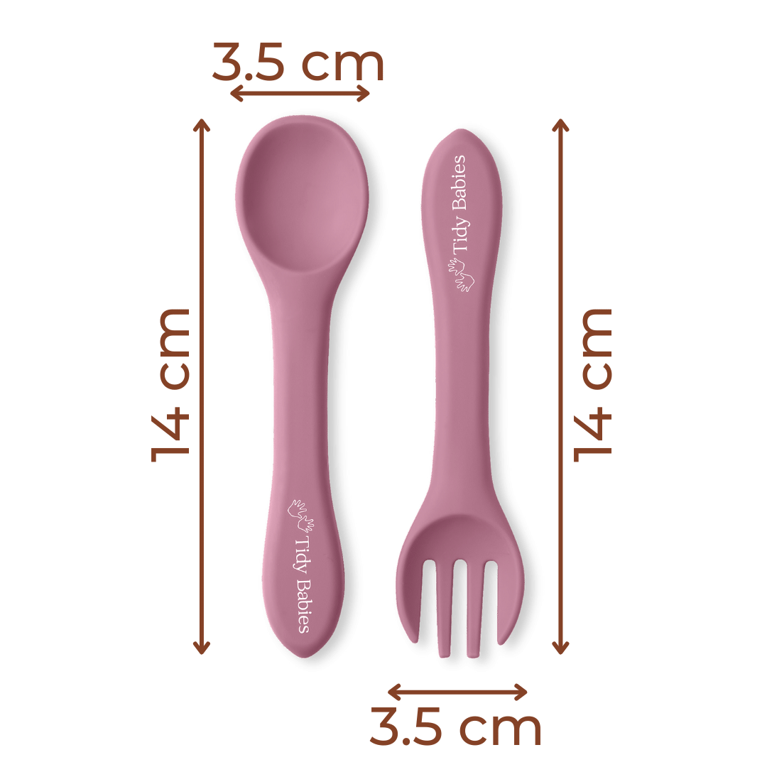 Silicone Baby Spoon & Fork Cutlery Set - Pair Of Perfect Blw Utensils - Cutlery