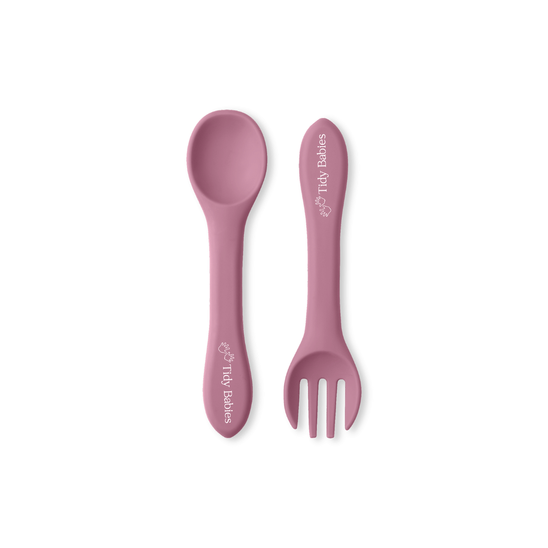 Silicone Baby Spoon & Fork Cutlery Set - Pair Of Perfect Blw Utensils - Cutlery