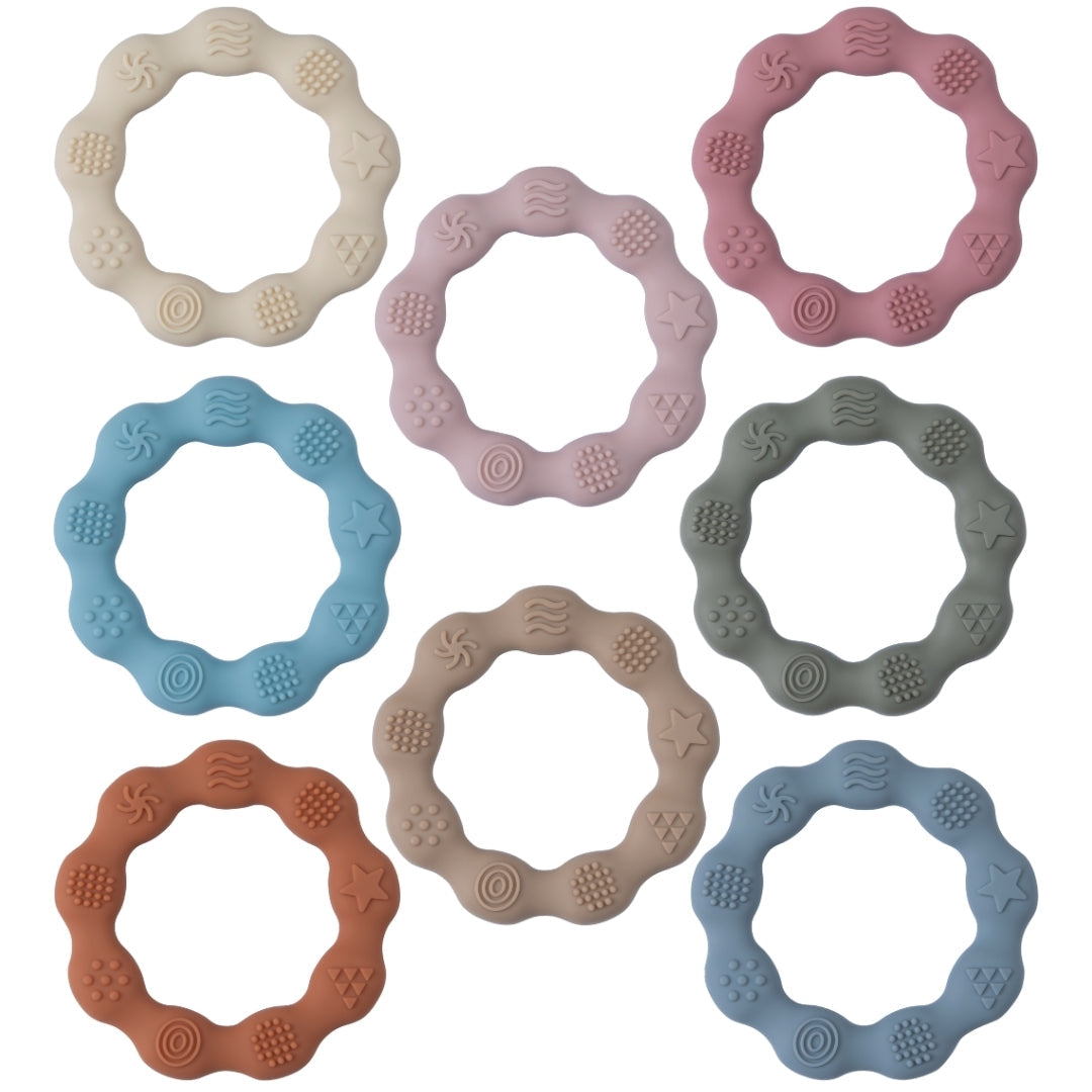 Silicone Baby Teether Sensory Ring Silicone Teether Colorful Textured Rings