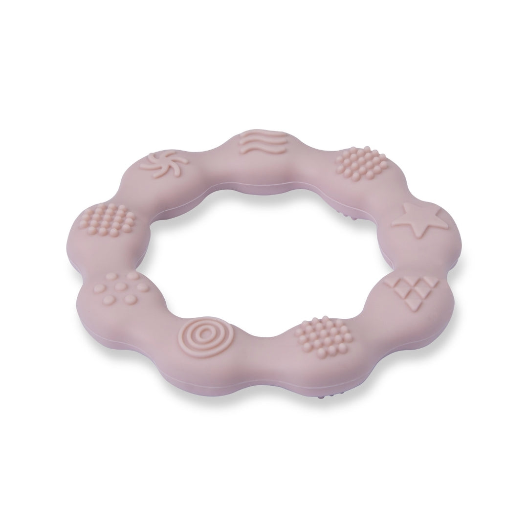 Silicone Baby Teether Sensory Ring Musk Pink Silicone Teether Textured Pink Ring