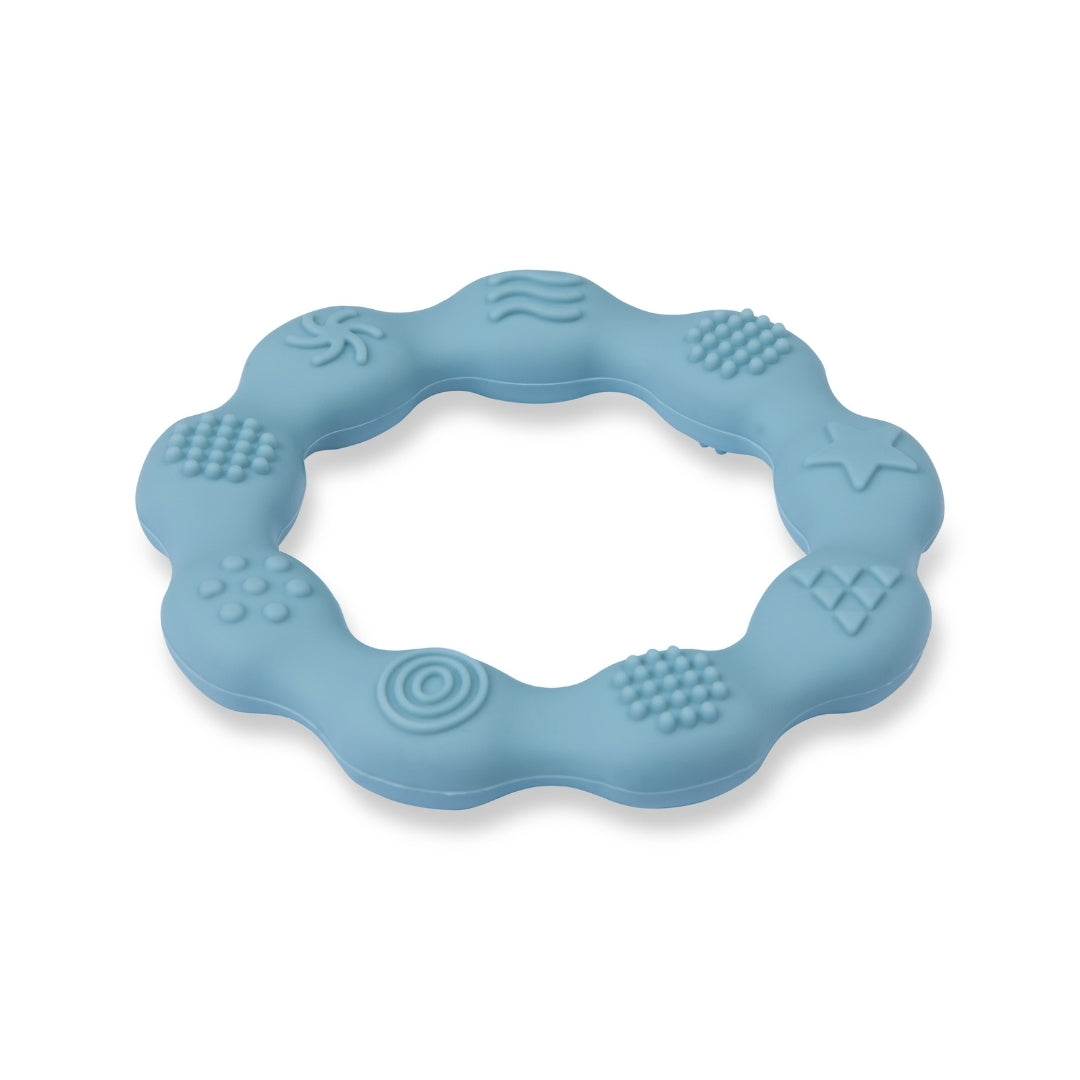 Silicone Baby Teether Sensory Ring Sky Blue Silicone Teether Blue Textured Ring