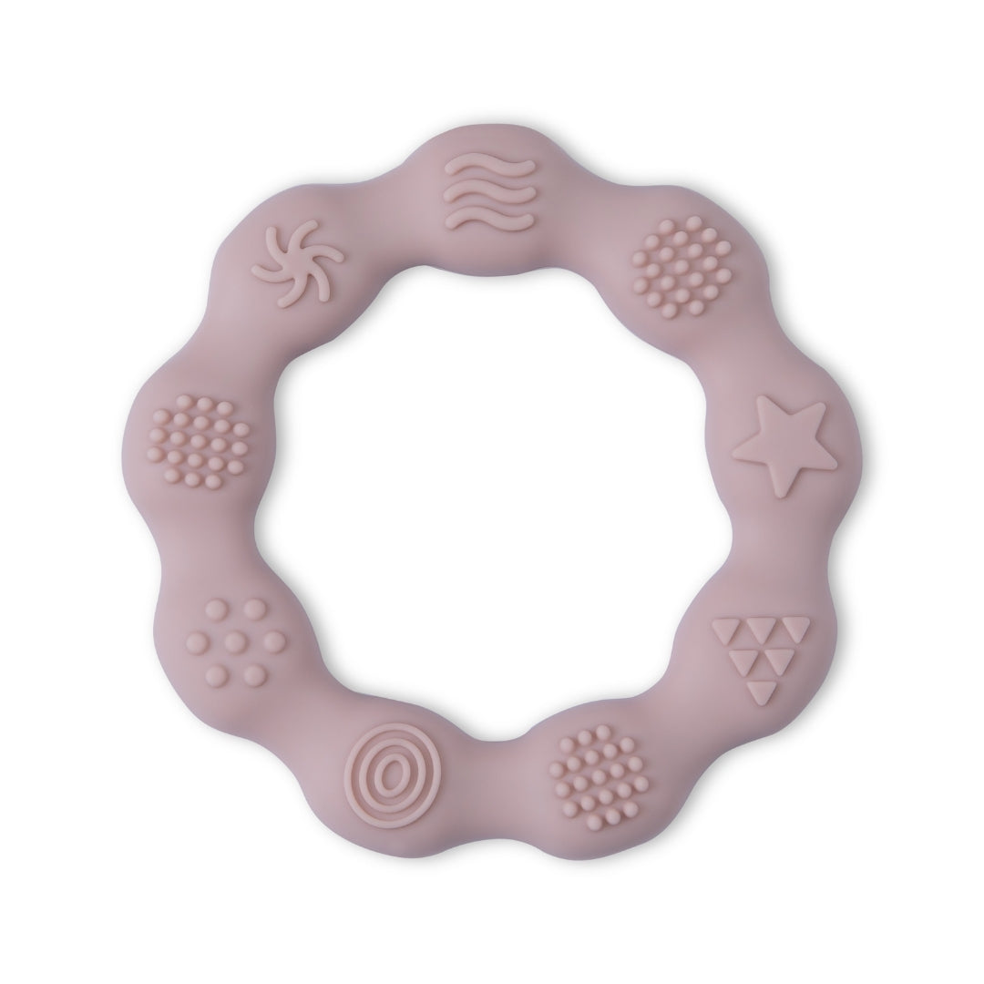 Silicone Baby Teether Sensory Ring Silicone Teether Textured Mauve Ring