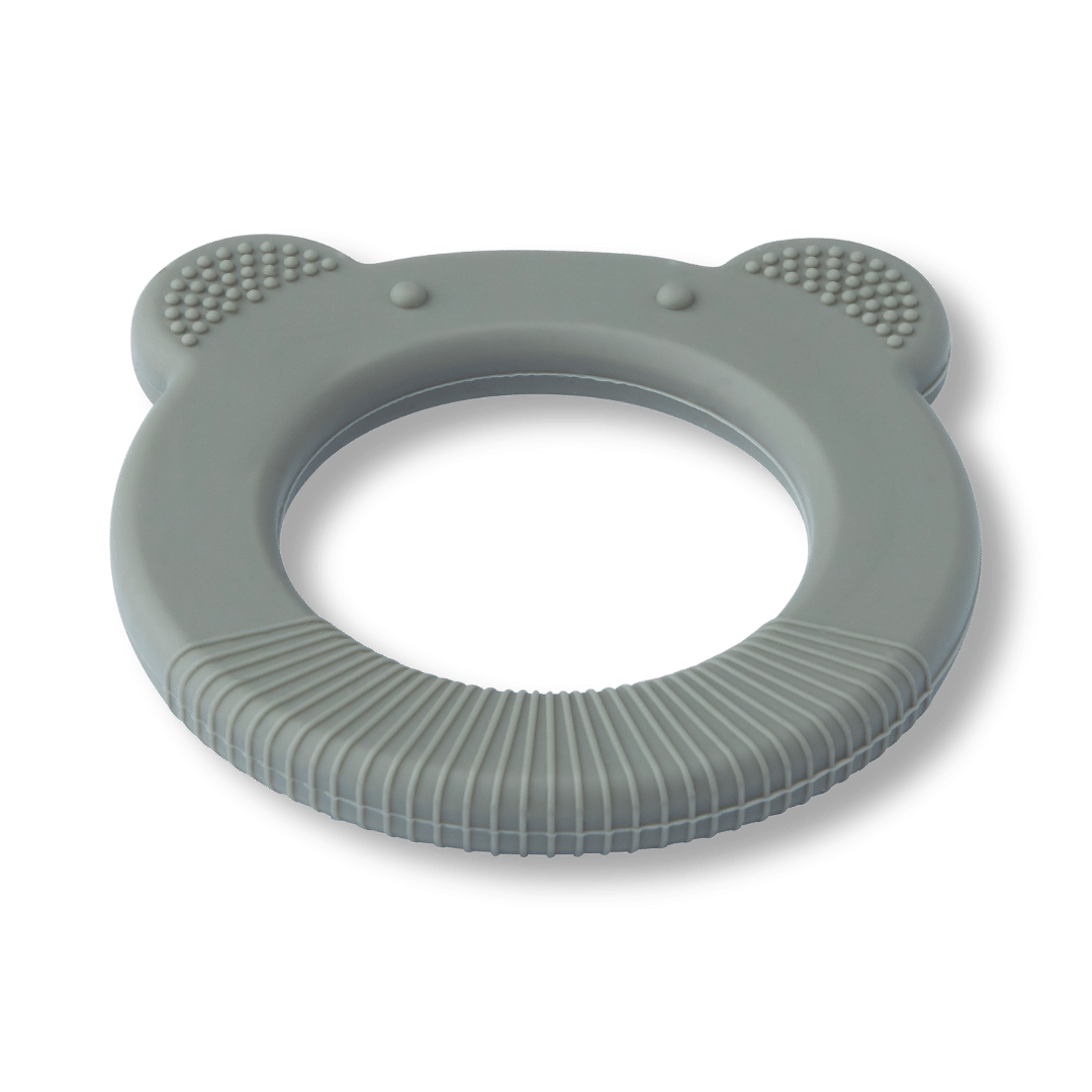 Silicone Baby Teether Teddy Bear Sage Silicone Teether Gray Bear Shaped Ring