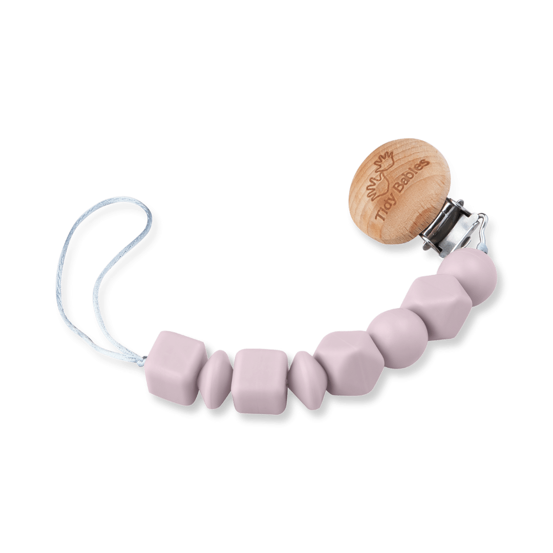 Silicone Beads Baby Dummy Clip - Musk - Pacifier Clips & Holders Silicone Beads Dummy Clip – Bpa-free Pacifier Holder with Wooden Clasp