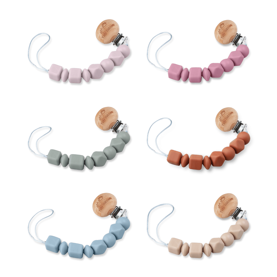Silicone Beads Baby Dummy Clip - Pacifier Clips & Holders Silicone Beads Dummy Clip – Bpa-free Pacifier Holder with Wooden Clasp
