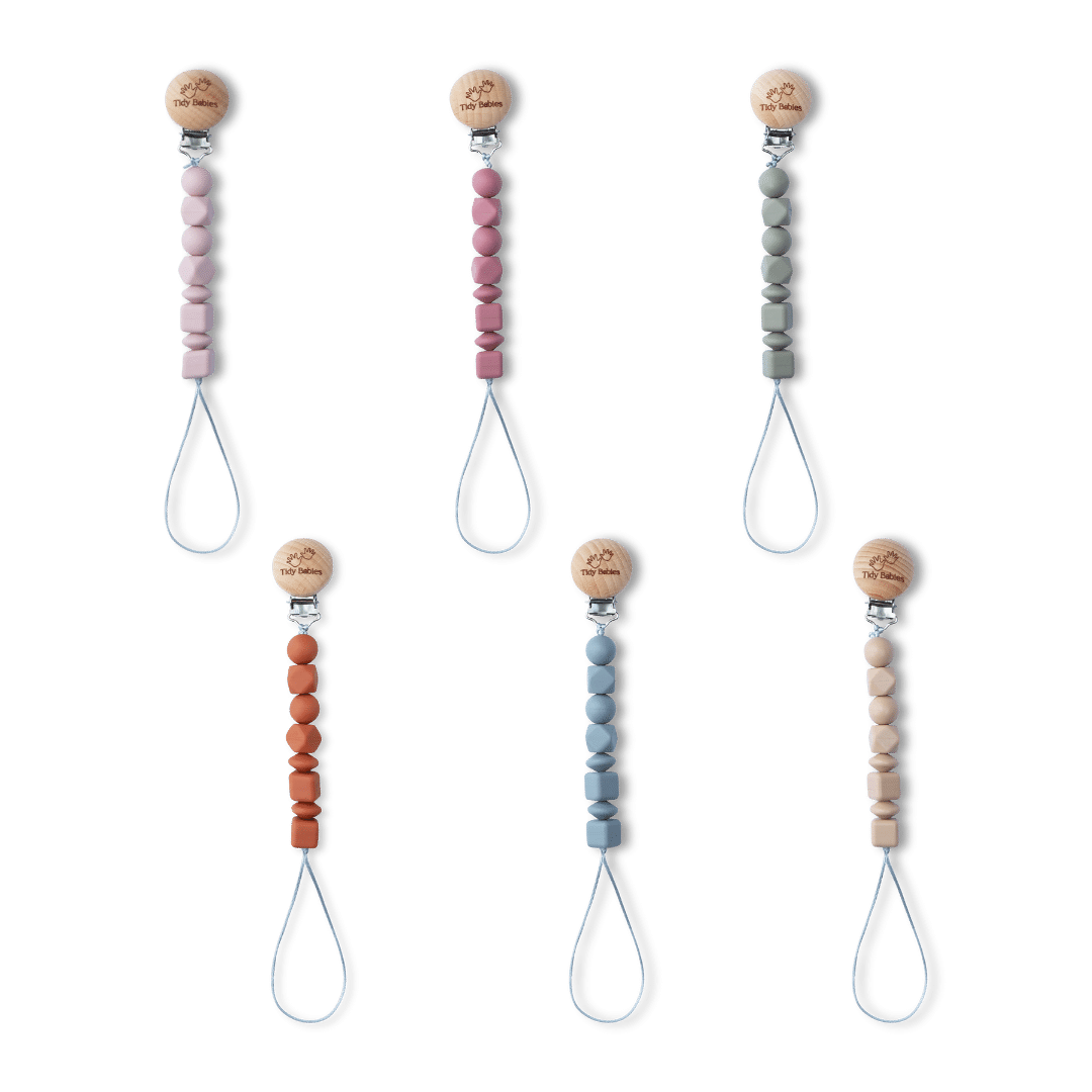 Silicone Beads Baby Dummy Clip - Pacifier Clips & Holders Silicone Beads Dummy Clip – Bpa-free Pacifier Holder with Wooden Clasp