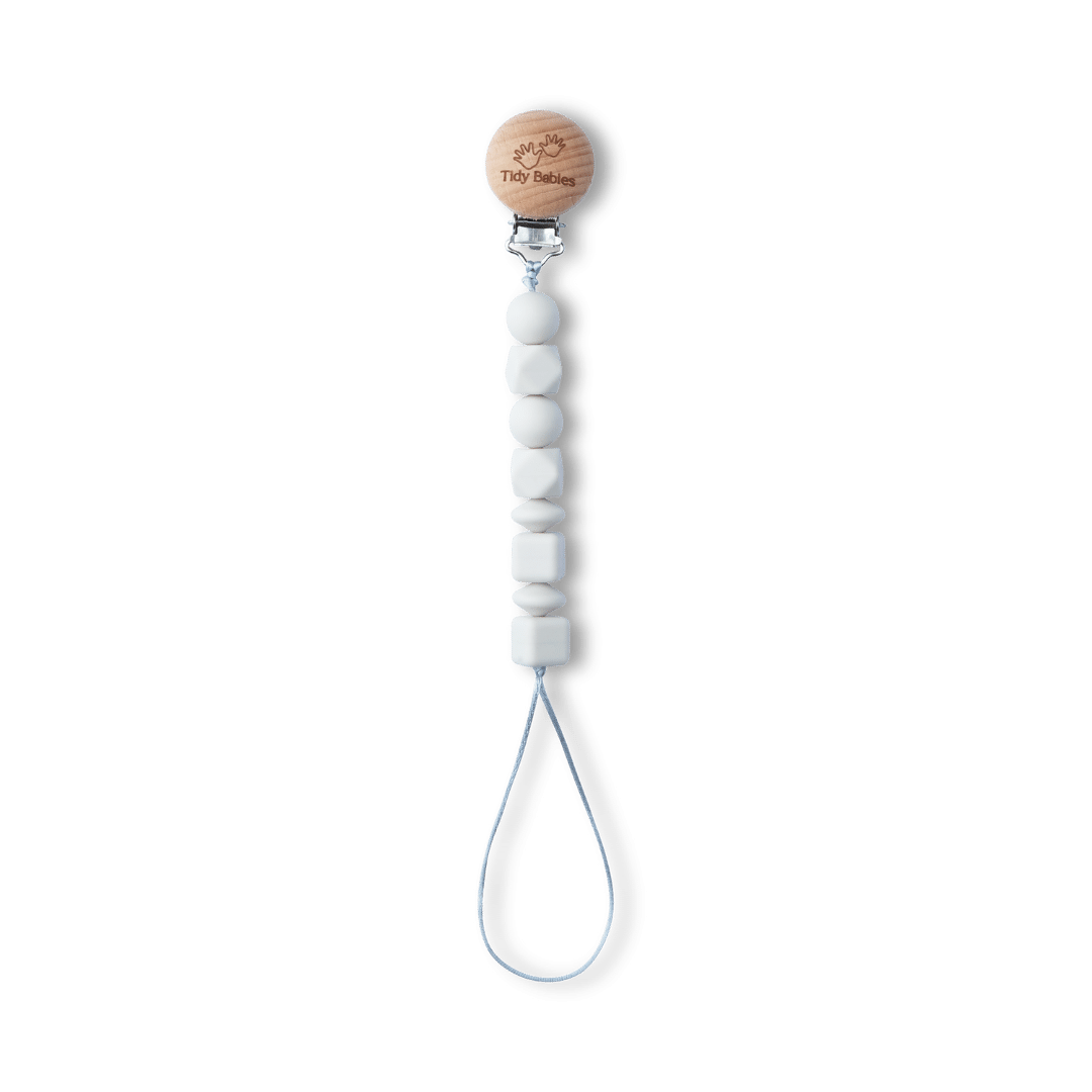 Silicone Beads Baby Dummy Chain With Wooden Grip Clip Food Grade Safe - Pacifier Clips & Holders