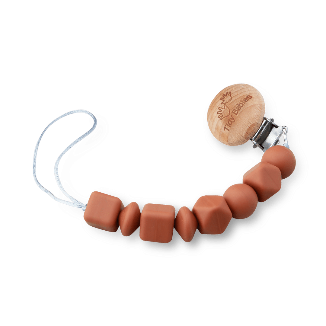 Silicone Beads Baby Dummy Clip - Sienna - Pacifier Clips & Holders Silicone Beads Dummy Clip – Bpa-free Pacifier Holder with Wooden Clasp