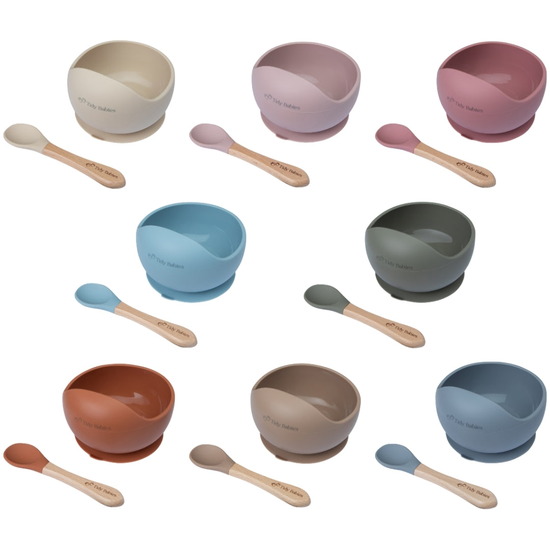 Silicone Suction Base Lip Bowl & Spoon Set - Silicone Bowls Silicone Suction Mealtime Lip Bowl & Spoon – Bpa-free Baby Feeding Set