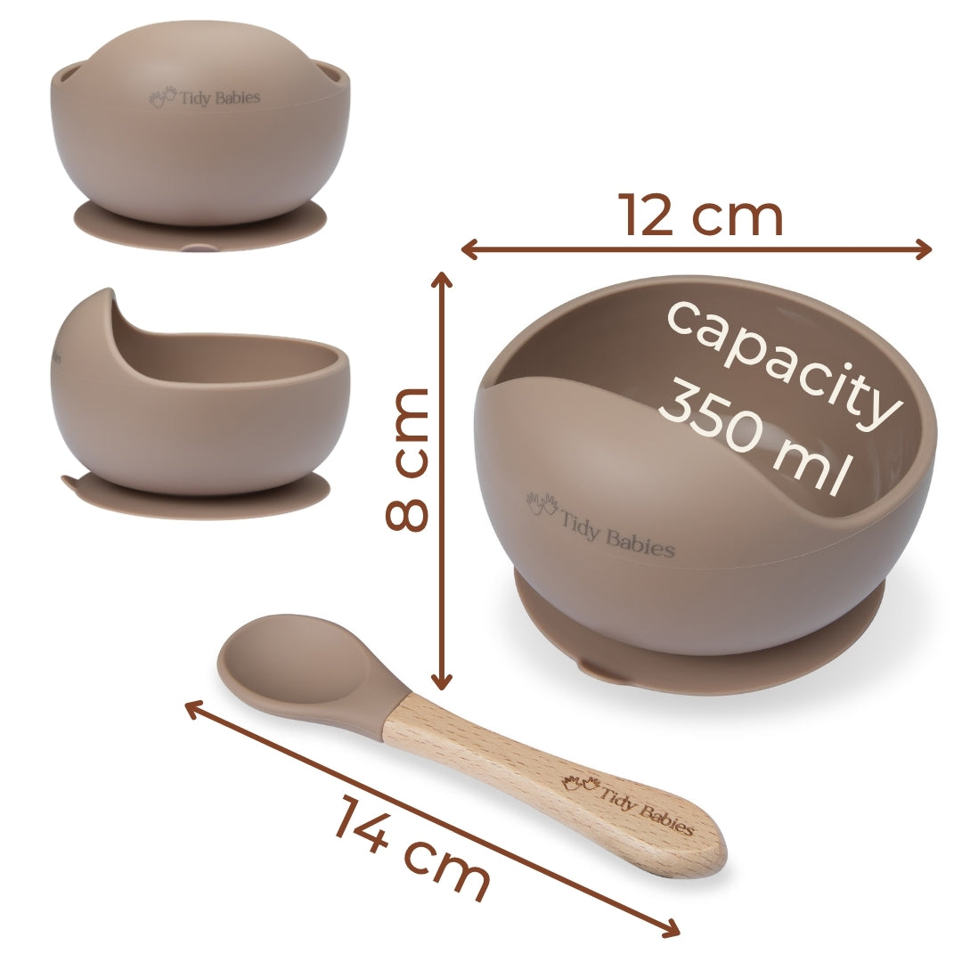 Silicone Suction Base Lip Bowl & Spoon Set - Silicone Bowls Silicone Suction Mealtime Lip Bowl & Spoon – Bpa-free Baby Feeding Set