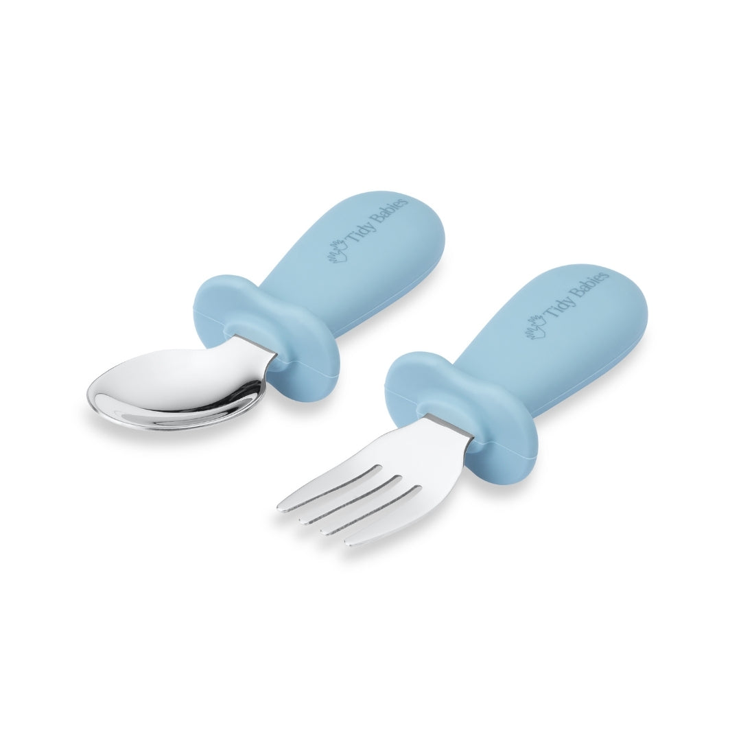 Stainless Steel & Silicone Handle Spoon & Fork Cutlery Set - Cutlery Stainless Steel Baby Cutlery Set – Bpa-free Silicone Handles