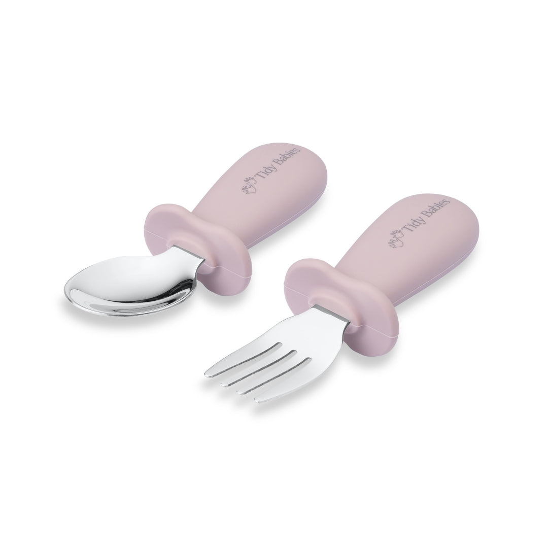 Stainless Steel & Silicone Handle Spoon & Fork Cutlery Set - Cutlery Stainless Steel Baby Cutlery Set – Bpa-free Silicone Handles