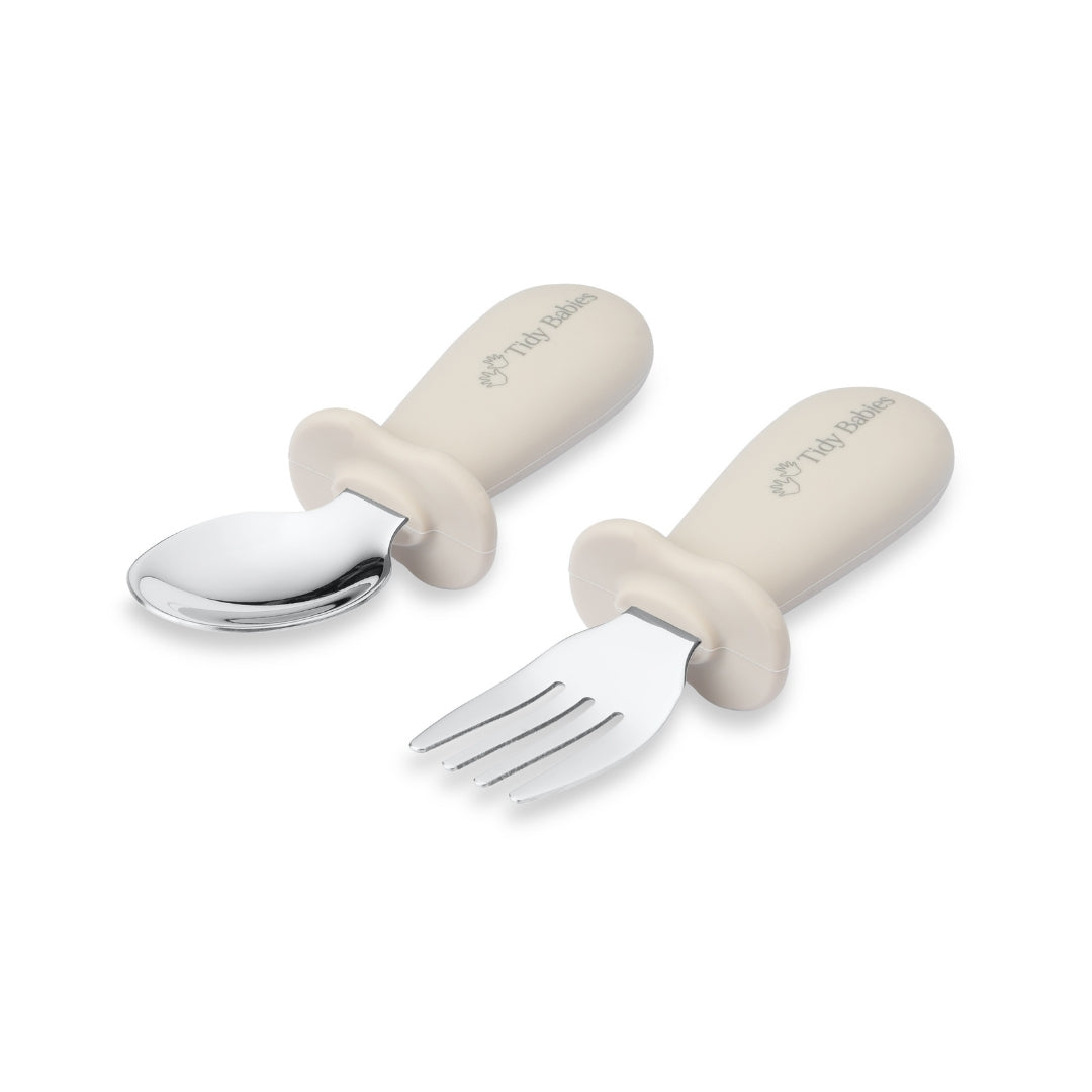 Stainless Steel & Silicone Handle Spoon & Fork Cutlery Set - Cutlery Stainless Steel Baby Cutlery Set – Bpa-free Silicone Handles