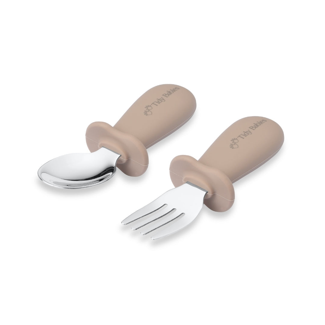 Stainless Steel & Silicone Handle Spoon & Fork Cutlery Set - Cutlery Stainless Steel Baby Cutlery Set – Bpa-free Silicone Handles