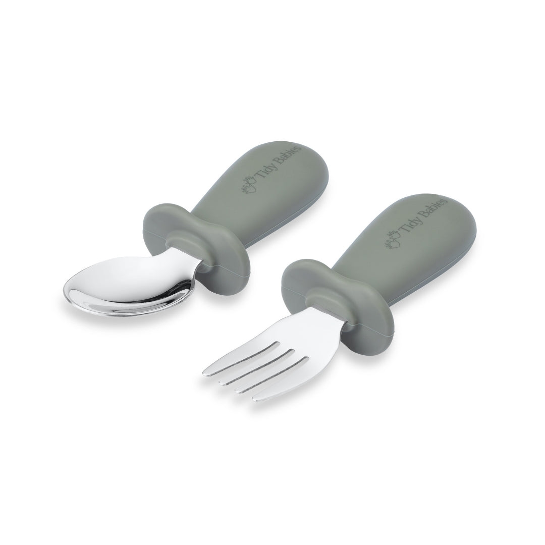Stainless Steel & Silicone Handle Spoon & Fork Cutlery Set - Cutlery Stainless Steel Baby Cutlery Set – Bpa-free Silicone Handles