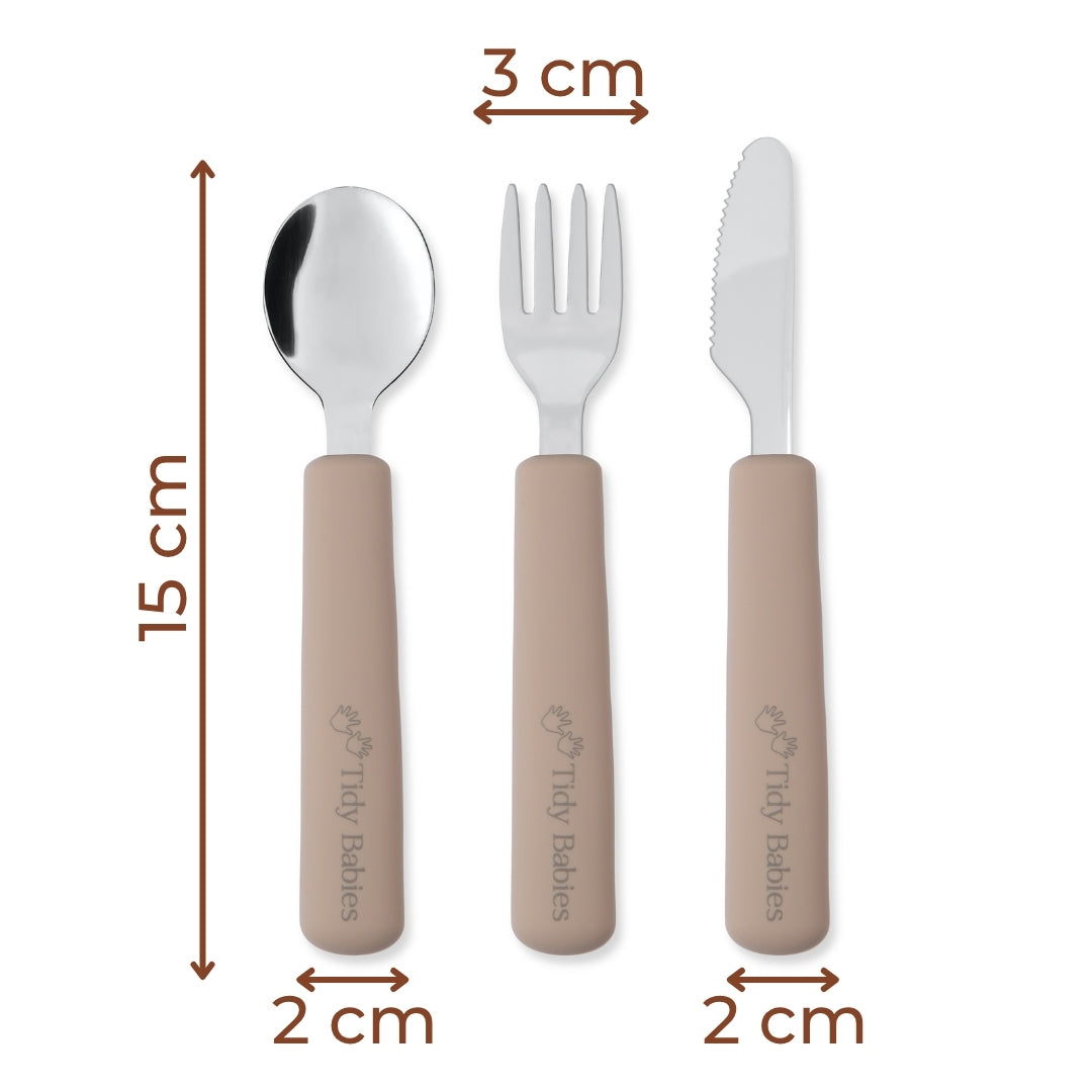 Stainless Steel & Silicone Handle Spoon Fork & Knife Cutlery Set Cutlery Children’s Cutlery Set Dimensions