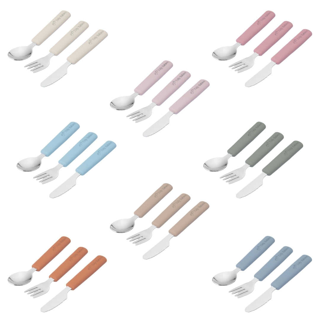 Stainless Steel & Silicone Handle Spoon Fork & Knife Cutlery Set Cutlery Colorful Cutlery Sets