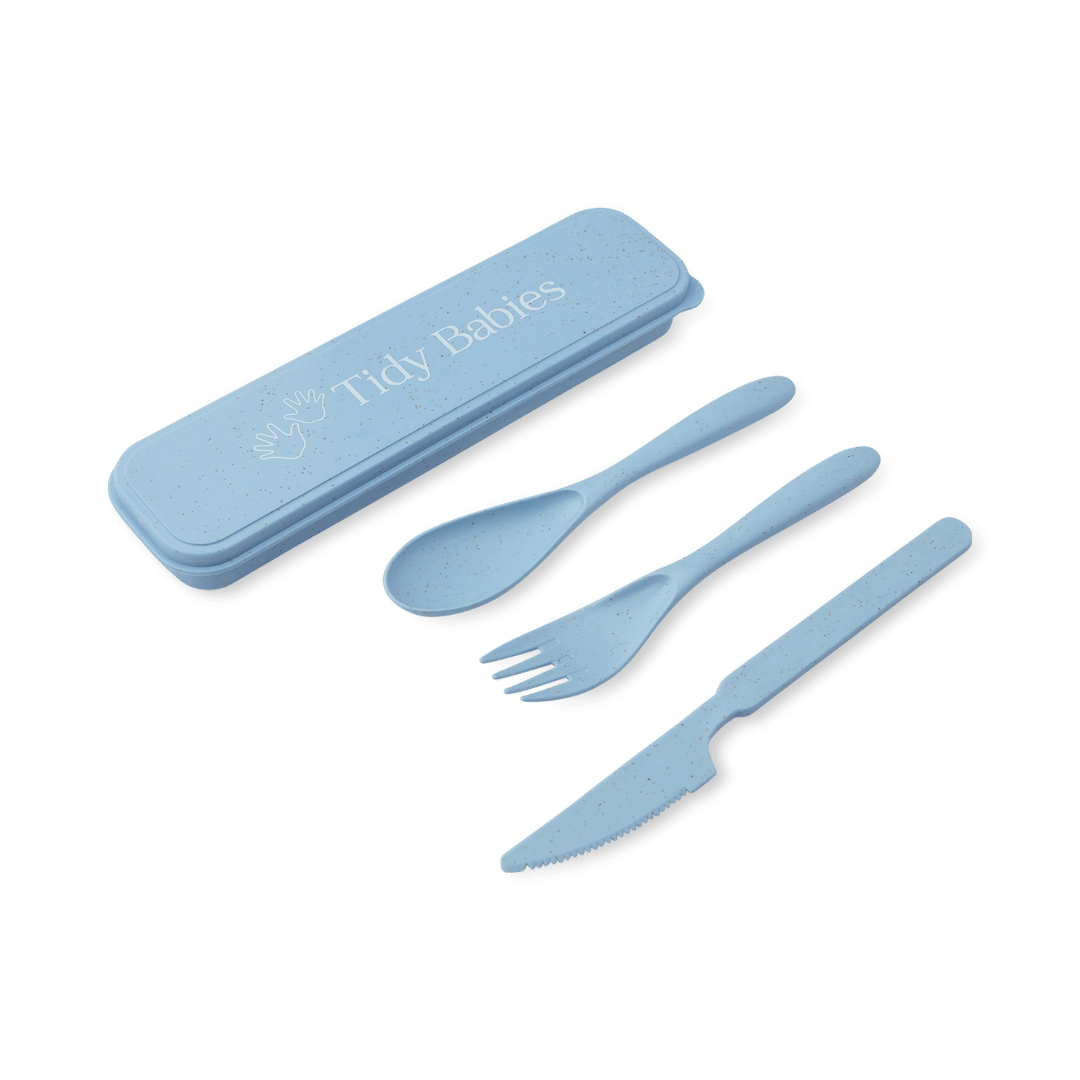 Wheat Straw Fibre Travel Utensils Cutlery Set Blue Cutlery Light Blue Baby Cutlery Set