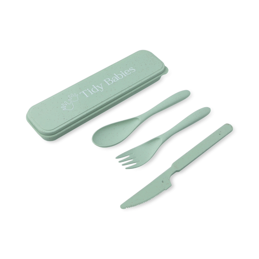 Wheat Straw Fibre Travel Utensils Cutlery Set Green Cutlery Light Green Cutlery Set Case