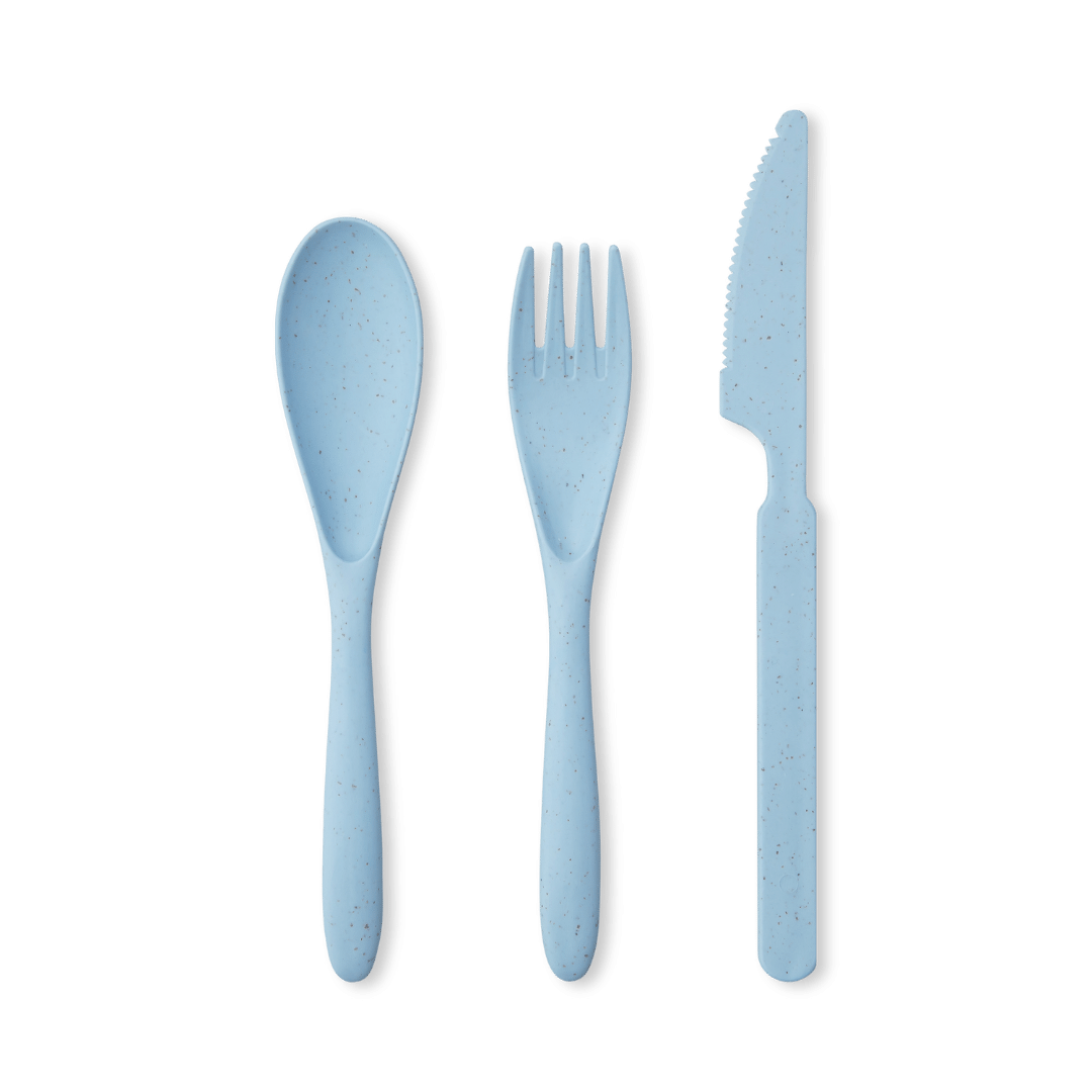 Wheat Straw Fibre Travel Utensils Cutlery Set Cutlery Light Blue Plastic Cutlery Set