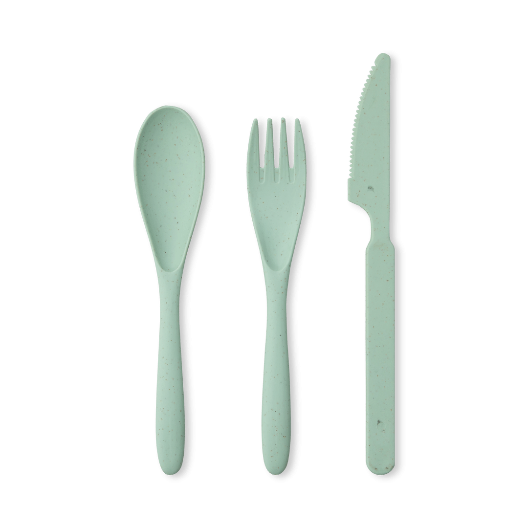 Wheat Straw Fibre Travel Utensils Cutlery Set Cutlery Light Green Plastic Cutlery Set