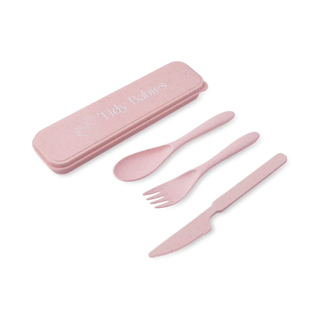 Wheat Straw Fibre Travel Utensils Cutlery Set Pink Cutlery Pink Children’s Cutlery Set