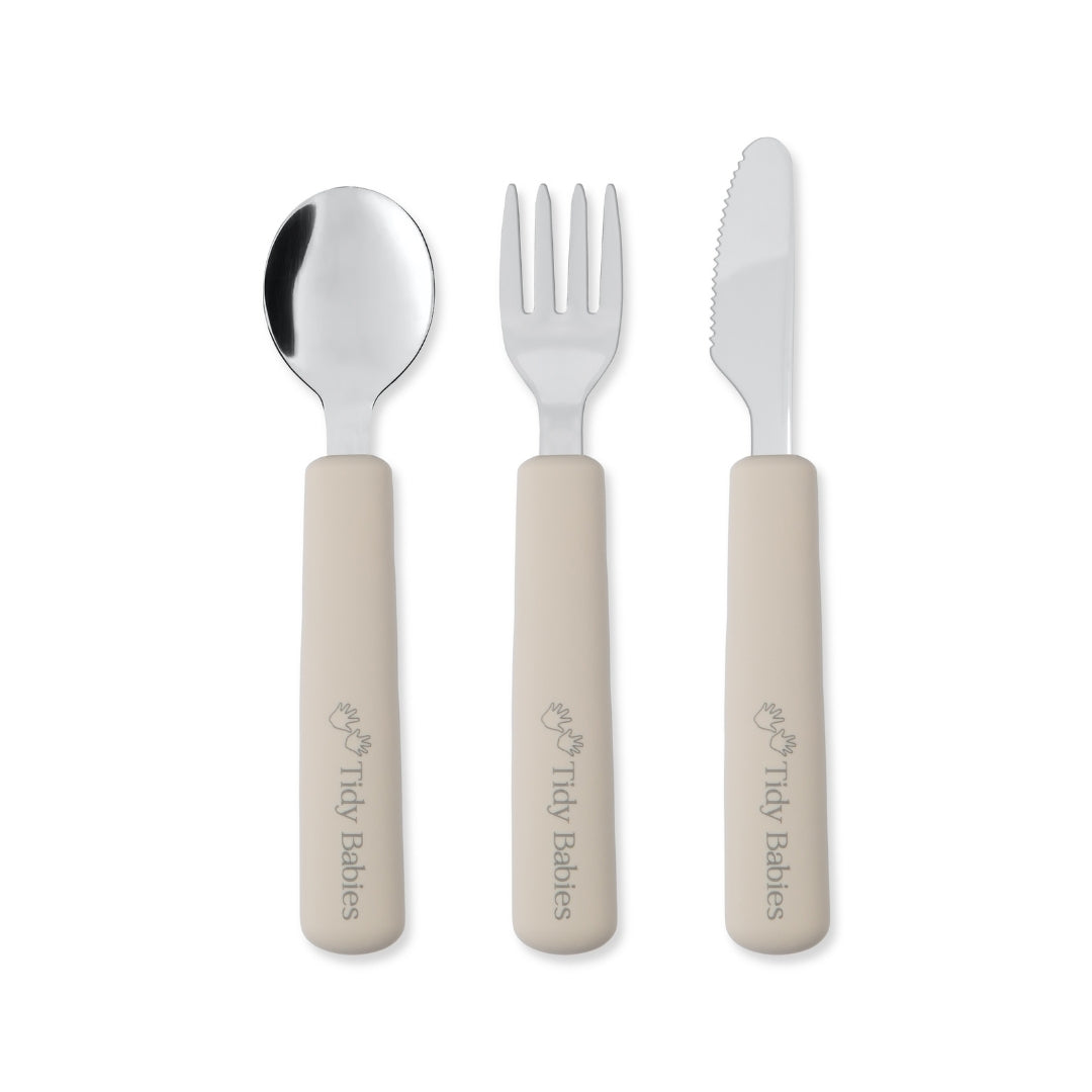 Stainless Steel & Silicone Handle Spoon, Fork & Knife Cutlery Set