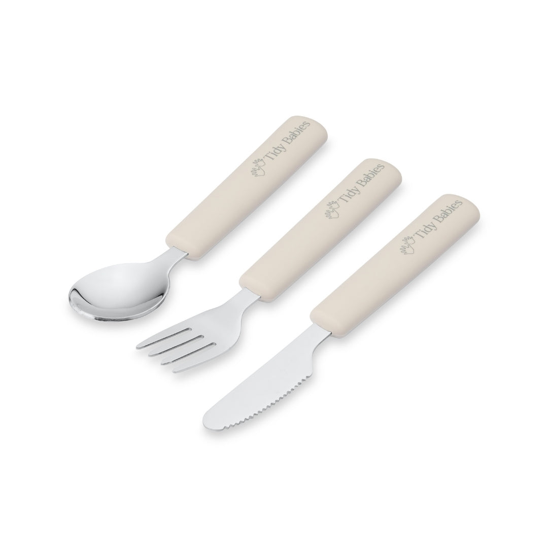 Stainless Steel & Silicone Handle Spoon, Fork & Knife Cutlery Set