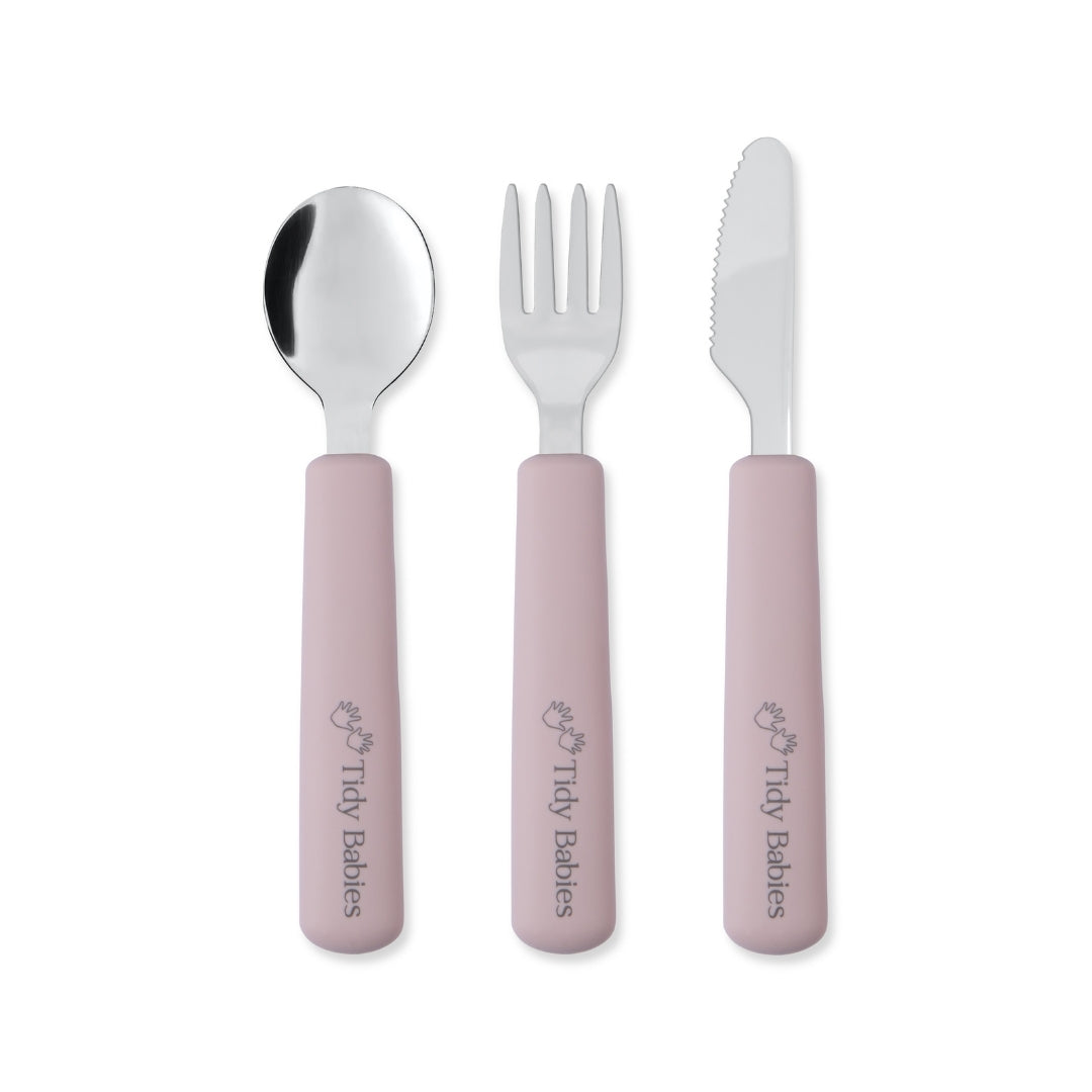 Stainless Steel & Silicone Handle Spoon, Fork & Knife Cutlery Set