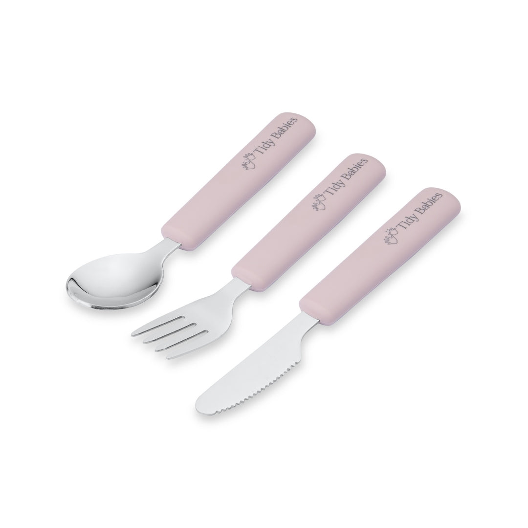 Stainless Steel & Silicone Handle Spoon, Fork & Knife Cutlery Set