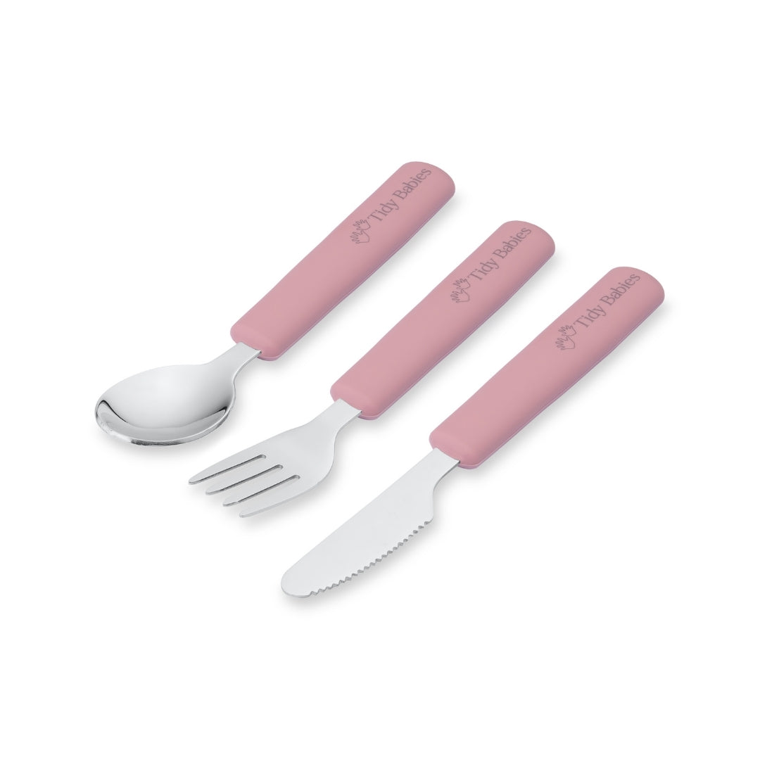 Stainless Steel & Silicone Handle Spoon, Fork & Knife Cutlery Set