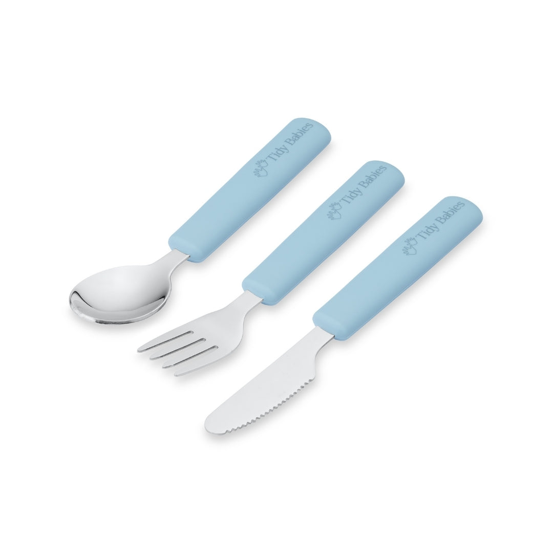 Stainless Steel & Silicone Handle Spoon, Fork & Knife Cutlery Set