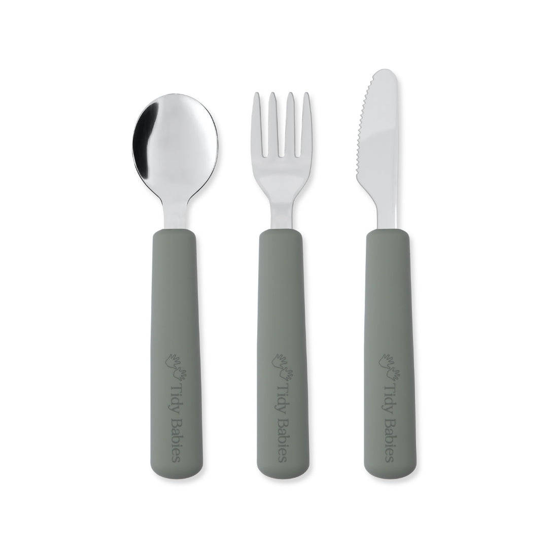 Stainless Steel & Silicone Handle Spoon, Fork & Knife Cutlery Set