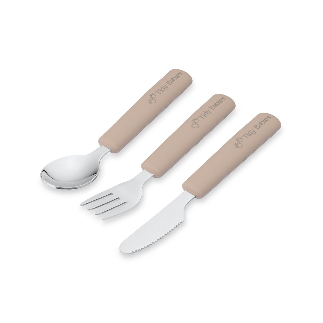 Stainless Steel & Silicone Handle Spoon, Fork & Knife Cutlery Set